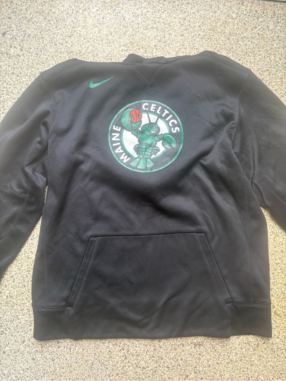 Nike Black Pullover Hoodie with Green Maine Celtics Emblem